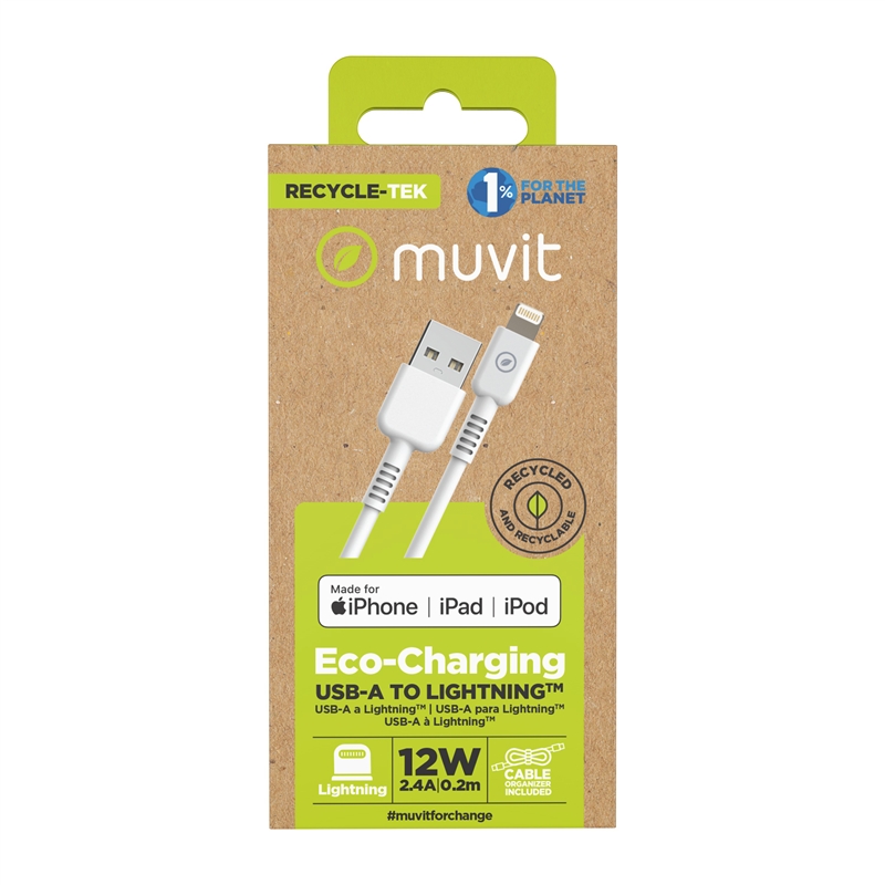 muvit for change USB to Lightning MFI cable 2,4A/12W 0,2m   white