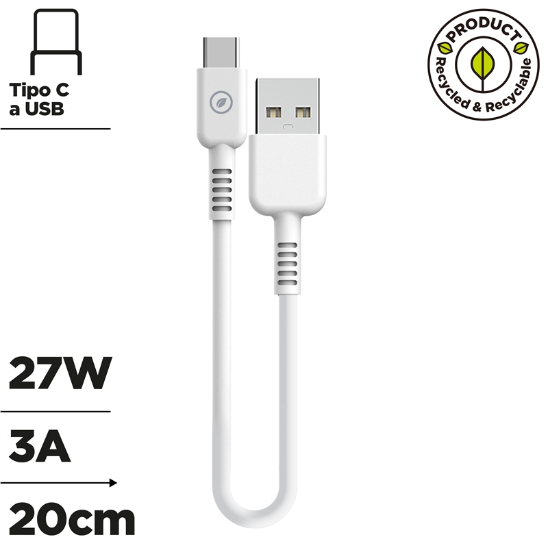 muvit for change USB to Type C cable 3A/60W 0.2m white