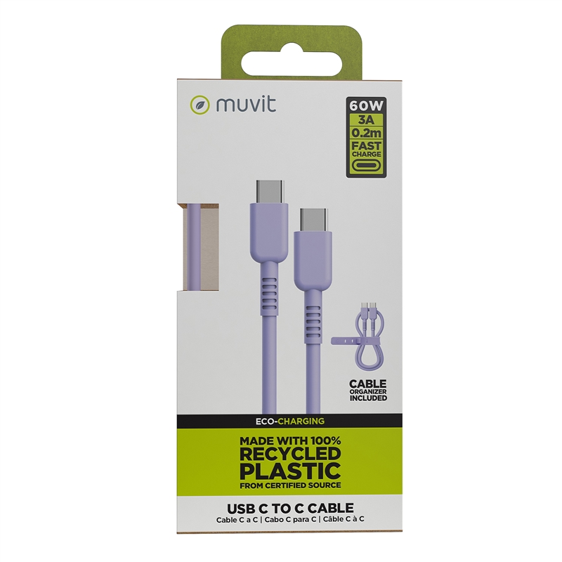 muvit for change Type C to Type C cable 3A/60W 3A/60W 0.2m  lavender