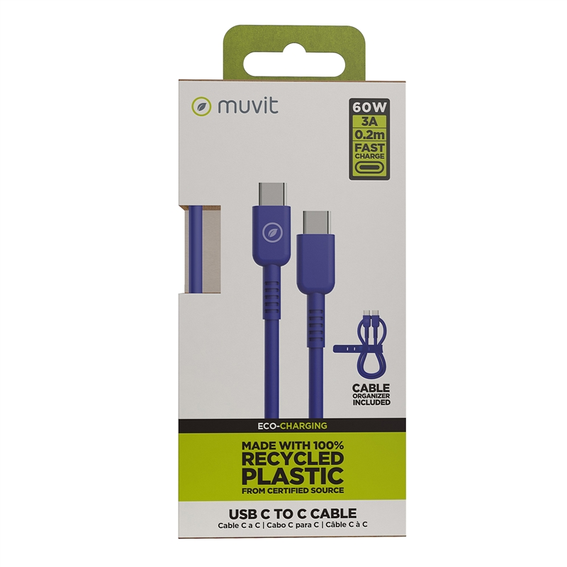 muvit for change Type C to Type C cable 3A/60W 0.2m blue