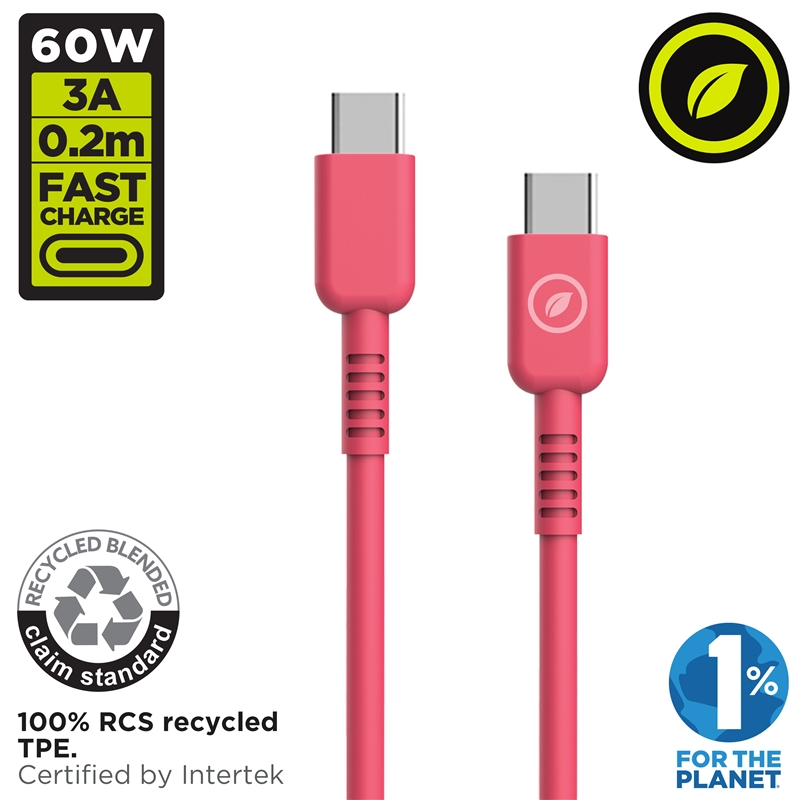 muvit for change Type C to Type C cable 3A/60W 0.2m magenta