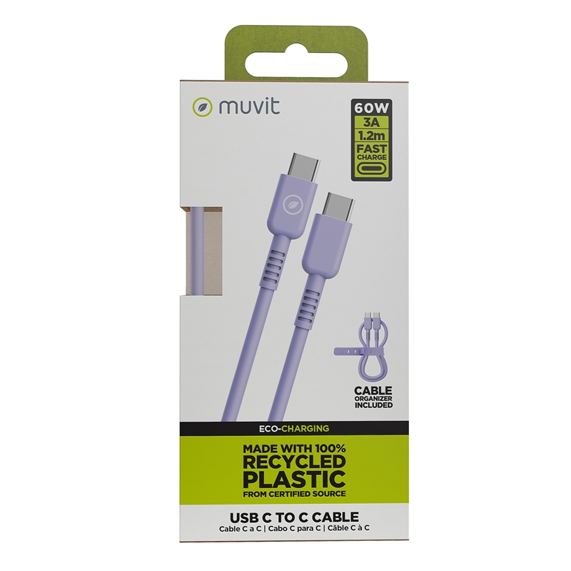 muvit for change Type C to Type C cable 3A/60W 1.2m lavender