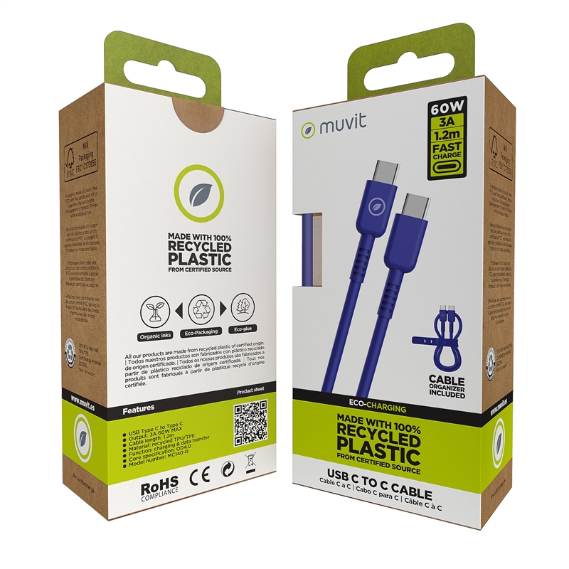 muvit for change Type C to Type C cable 3A/60W 1.2m blue