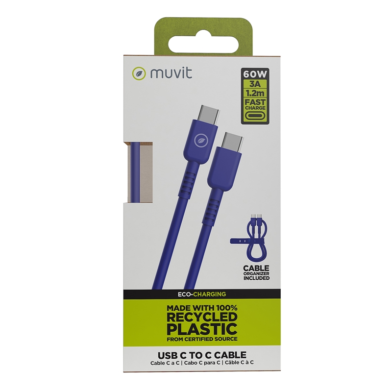 muvit for change Type C to Type C cable 3A/60W 1.2m blue