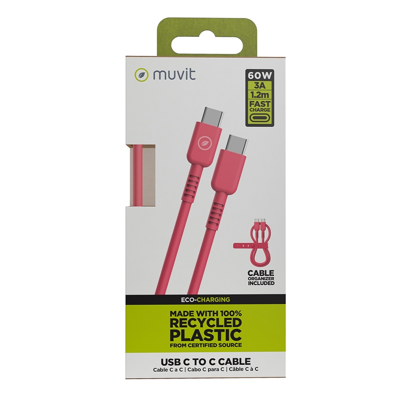 muvit for change Type C to Type C cable 3A/60W 1.2m magenta