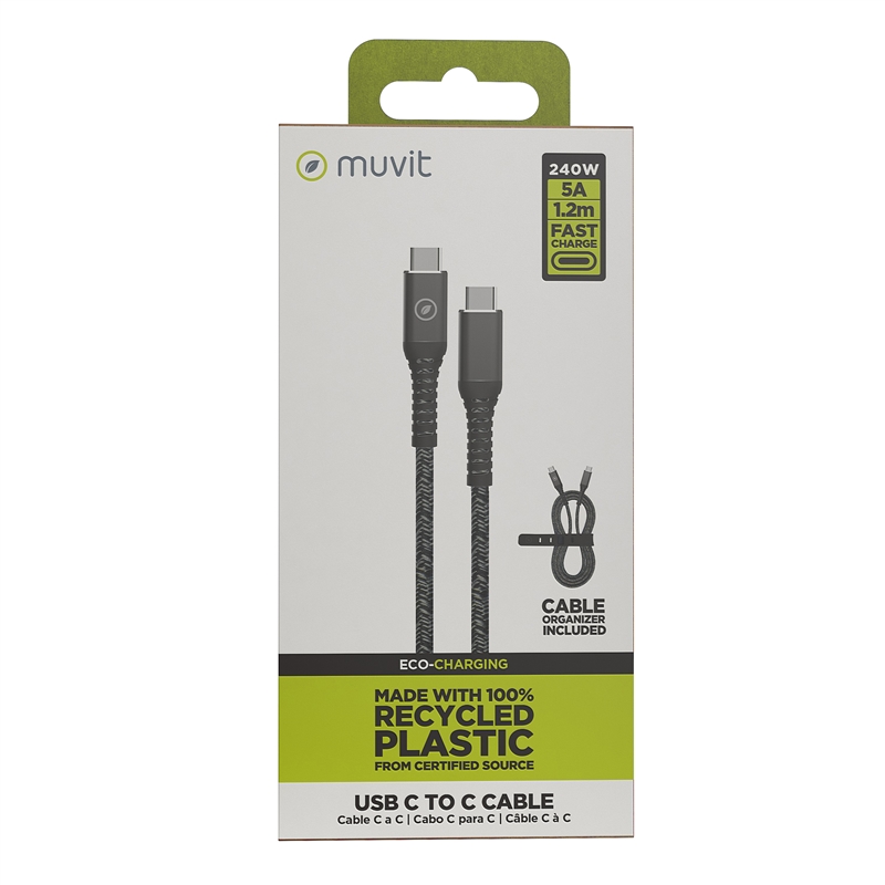 muvit for change Type C to Type C cable 5A/240W 1.2m black  rugged cable