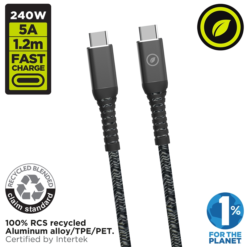 muvit for change Type C to Type C cable 5A/240W 1.2m black  rugged cable
