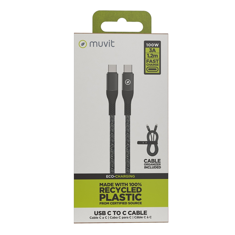 muvit for change Type C to Type C cable 5A/100W 1.2m rugged black