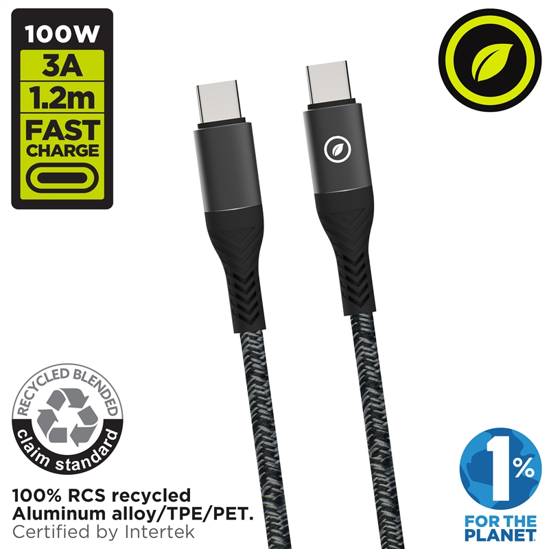 muvit for change Type C to Type C cable 5A/100W 1.2m rugged black