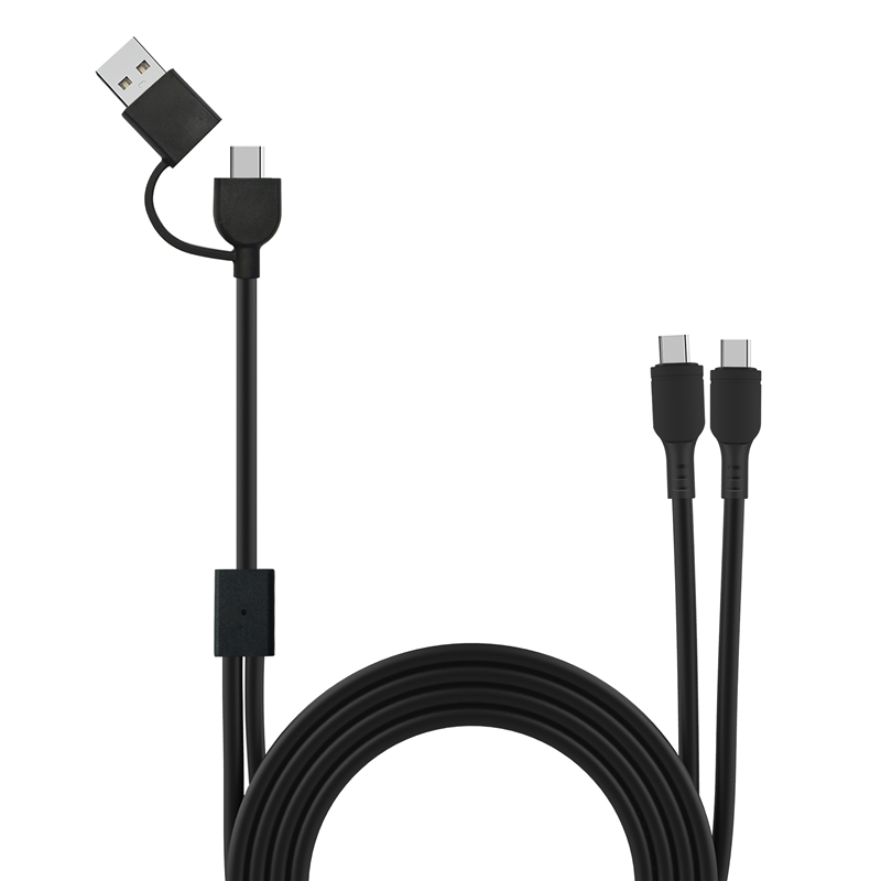 muvit for change Type C cable + USB-A to double cable Type C 3A 60w 1,2m black