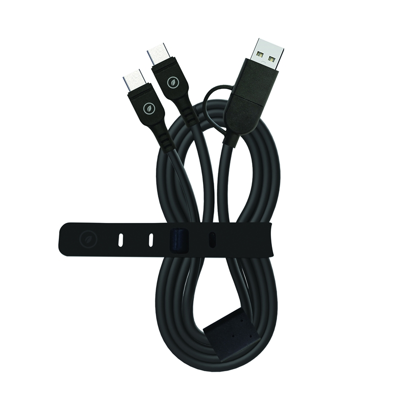 muvit for change Type C cable + USB-A to double cable Type C 3A 60w 1,2m black