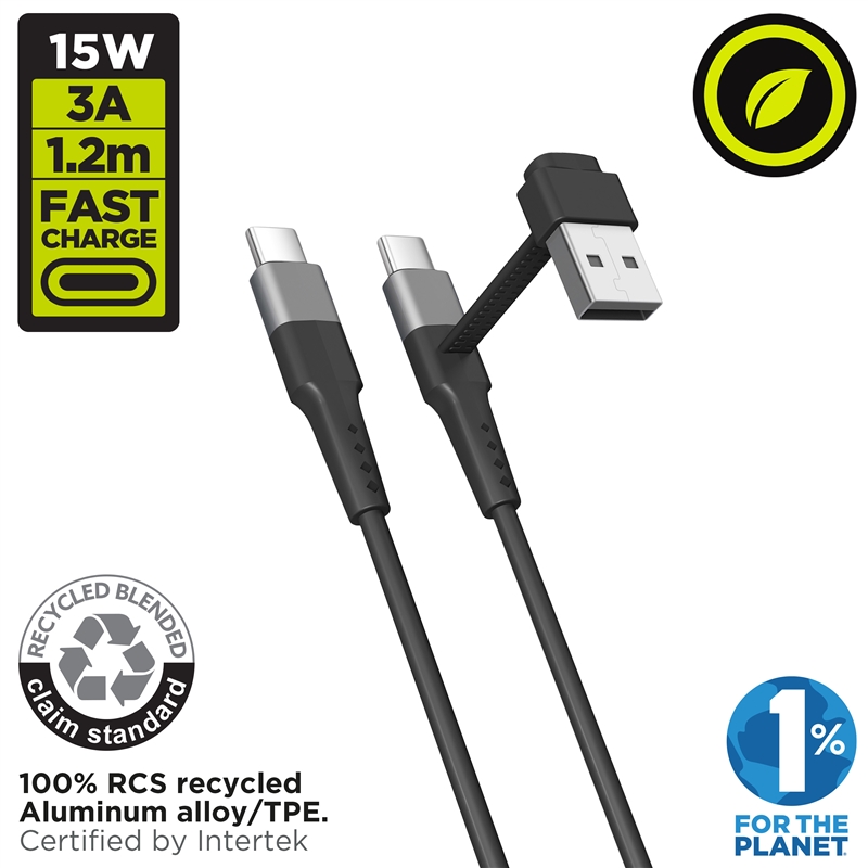 muvit for change Type C cable + USB-Ato Type C 3A 15w 1.2m  black