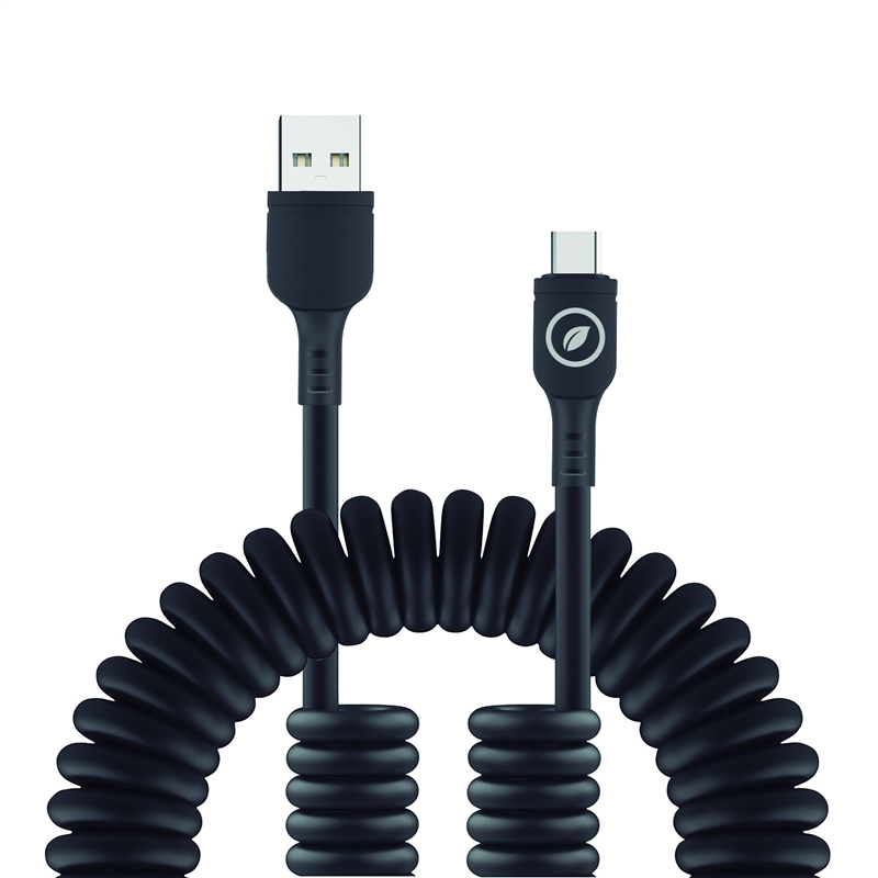 muvit for change Curly USB-A cable to Type C 3A 60w 1,2m black