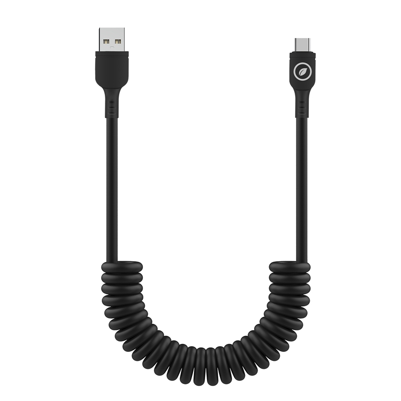 muvit for change Curly USB-A cable to Type C 3A 60w 1,2m black