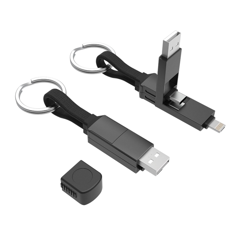 muvit for change cable Llavero multiconector (Tipo C, USB-A, 8-pin) negro