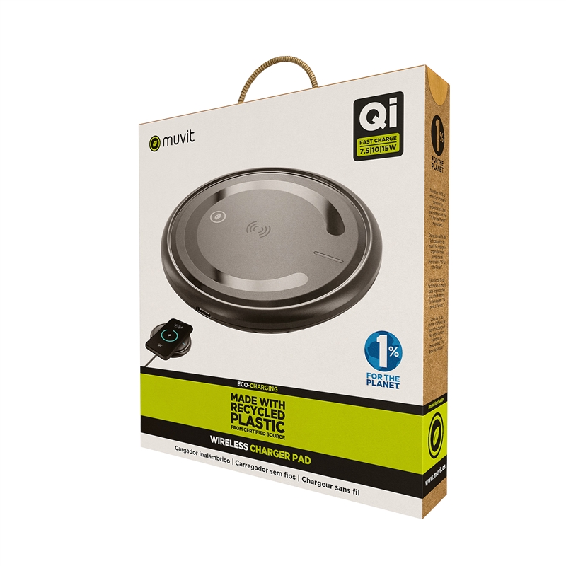 muvit for change Qi wireless desktop charger 7,5-10-15W 3A  black