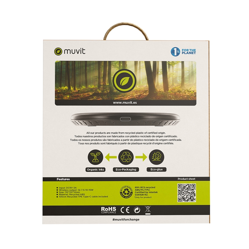 muvit for change Qi wireless desktop charger 7,5-10-15W 3A  black