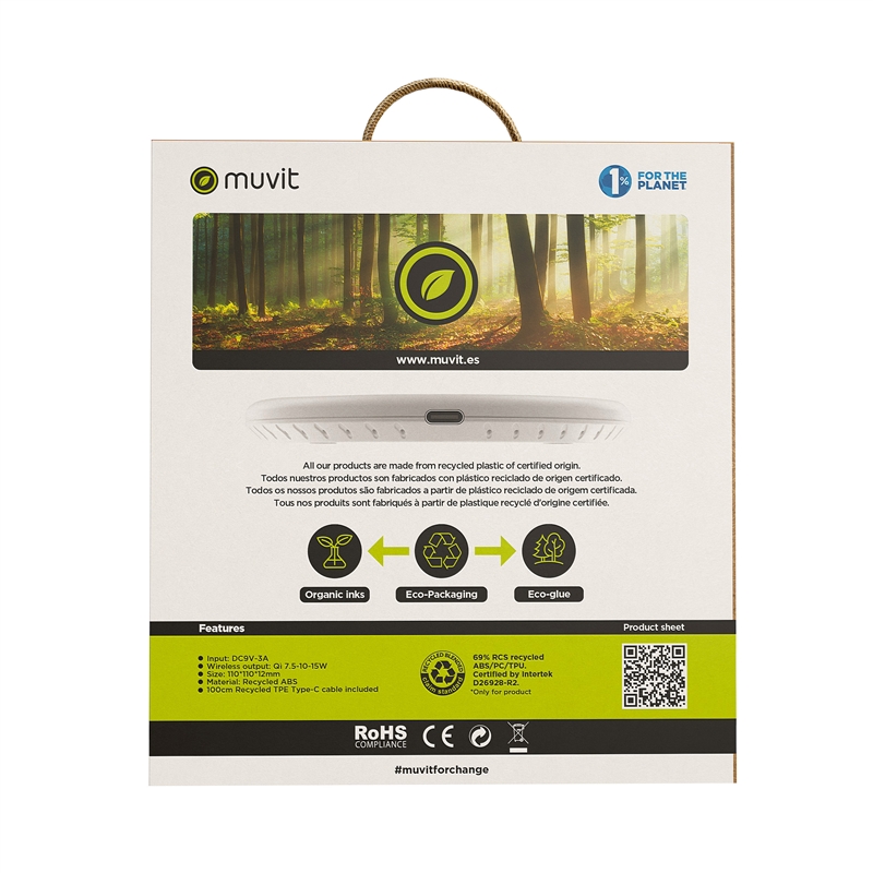 muvit for change Qi wireless desktop charger 7.5-10-15W 3A  white