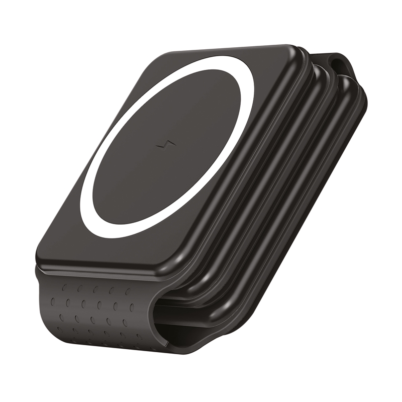 muvit for change 3 in 1 compact wireless charger with Magsafe + iWatch + Airpod foldable black