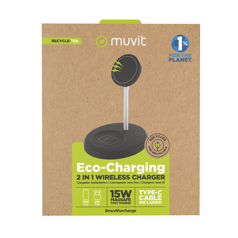 muvit for change 2 in 1 charger magsafe+iWatch/Airpod stand black