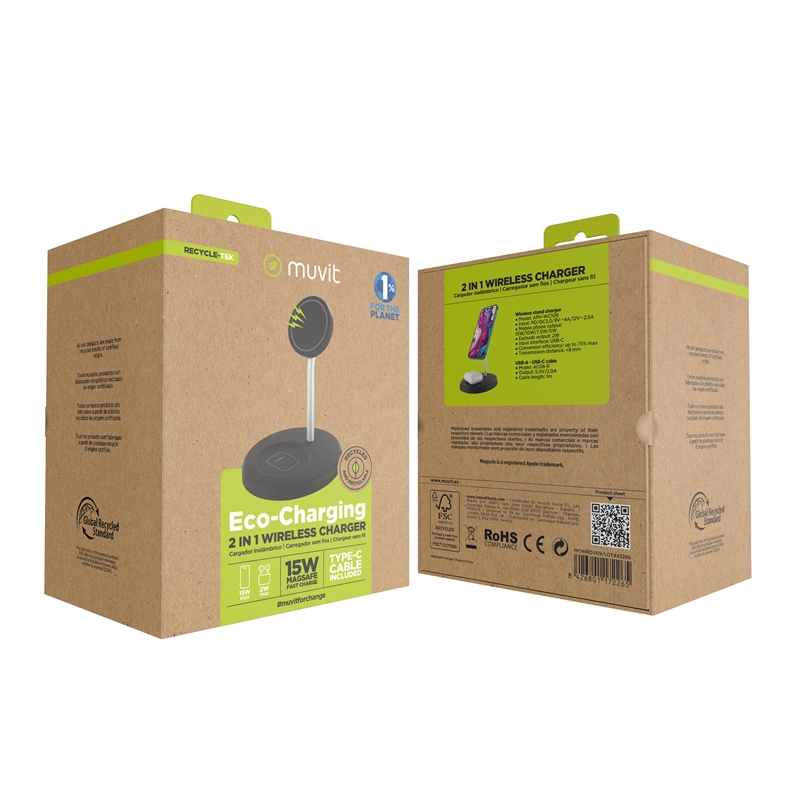 muvit for change 2 in 1 charger magsafe+iWatch/Airpod stand black