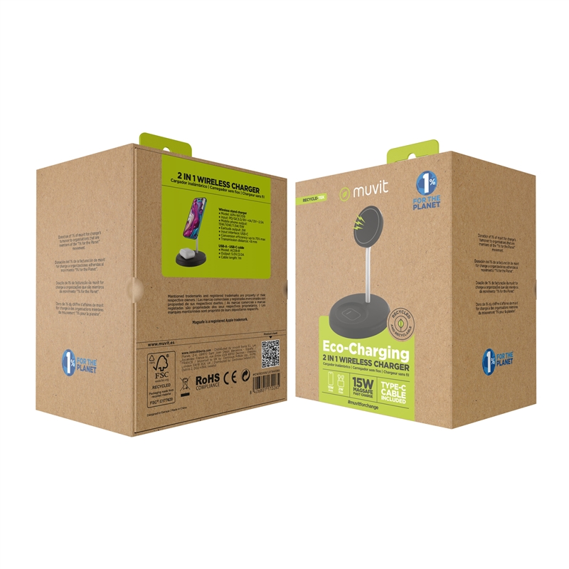 muvit for change 2 in 1 charger magsafe+iWatch/Airpod stand black