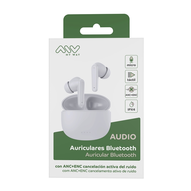 muvit for change myway Bluetooth stereo headphones ANC+ENC  white
