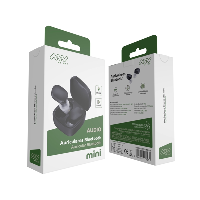 muvit for change myway Bluetooth stereo headphones touch control black